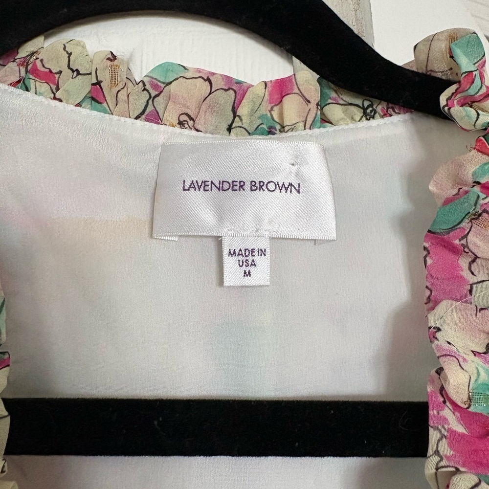 Lavender Brown Floral Dress with Pink and Green Accents - Picture 3 of 4